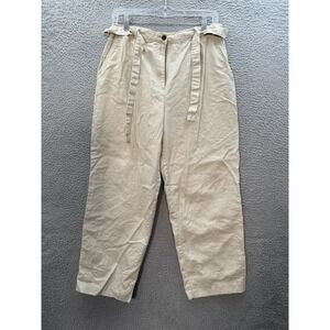 Appleseeds Pants Womens 14 Petite Tan Linen Blend Relaxed Nautical Beach Coastal